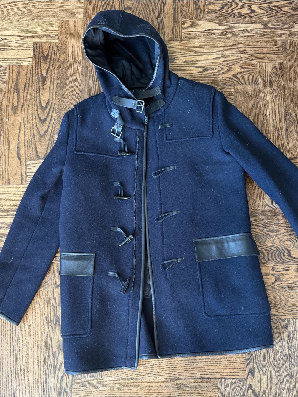 The Kooples Navy Hooded Toggle Pea Coat